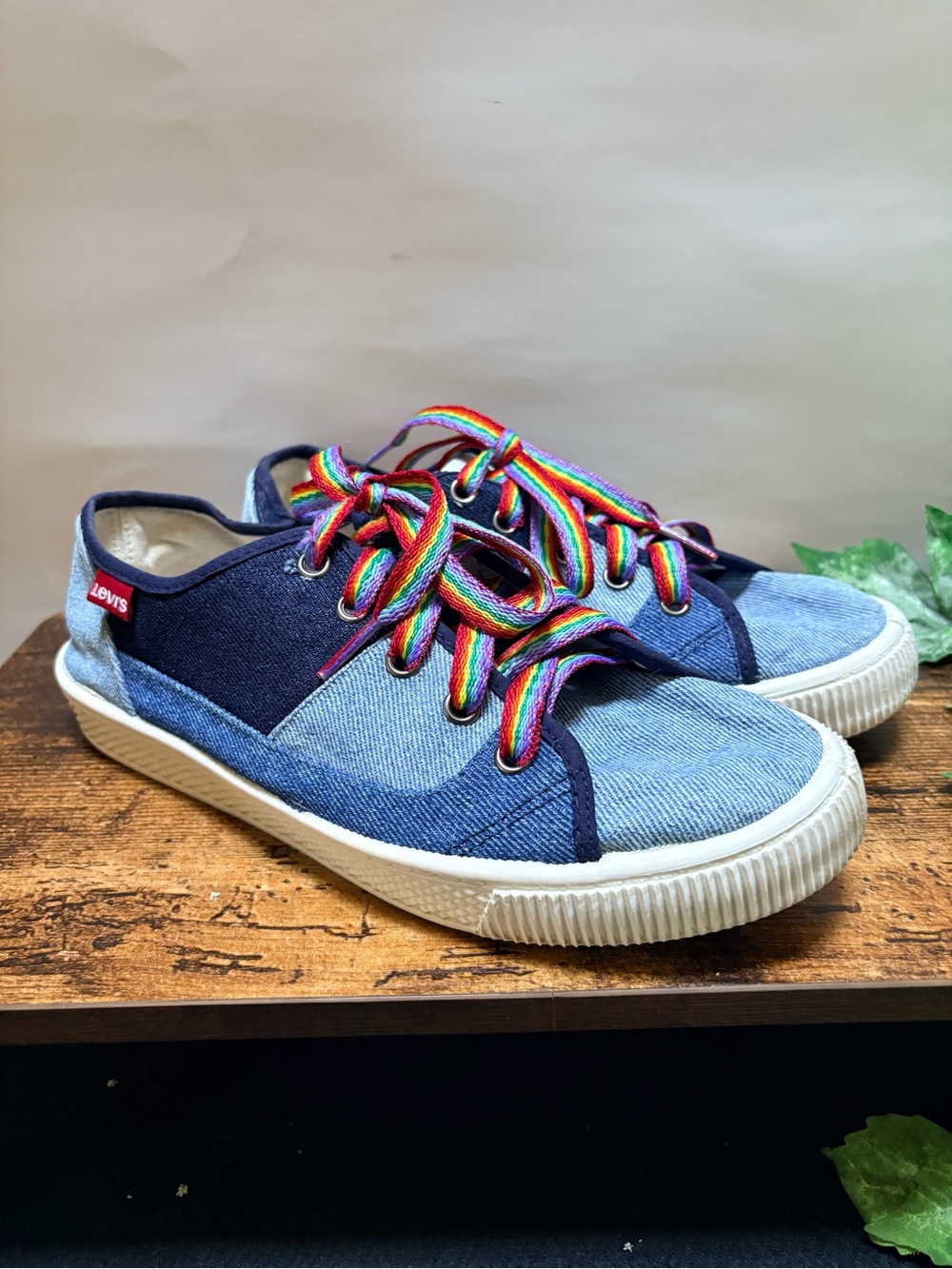 Levi's | "Malibu" Multi-Tone Denim Low-Top Sneakers - Women's 7.5, Blue/Rainbow